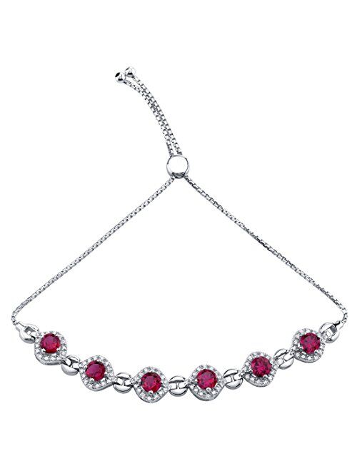Peora Sterling Silver 6-Stone Adjustable Bracelet for Women in Various Gemstones