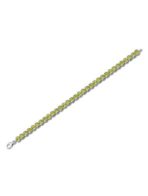 Peora Peridot Tennis Bracelet For Women 925 Sterling Silver, Natural Gemstone, 18.25 Carats total, Round Shape, 7 1/4 inch length