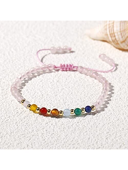 Jewever 7 Chakra Bracelets for Women Real Stone Lucky Rope Crystal Bead Bracelet Crystals and Healing Stones Jewelry Birthday Gifts