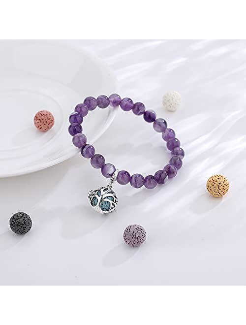 INFUSEU Anxiety Bracelets for Women Girls Aromatherapy Protection Jewelry - Paperclip Chain Bracelet, Healing Crystal Bead Stretch Bracelet