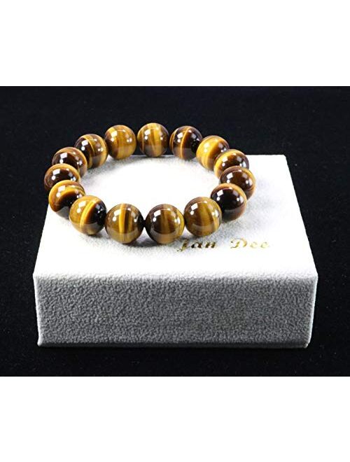 Jan Dee Jan&Dee 5A High Grade Natural Genuine Semi-Precious Yellow Tiger Eye Crystal Bracelet
