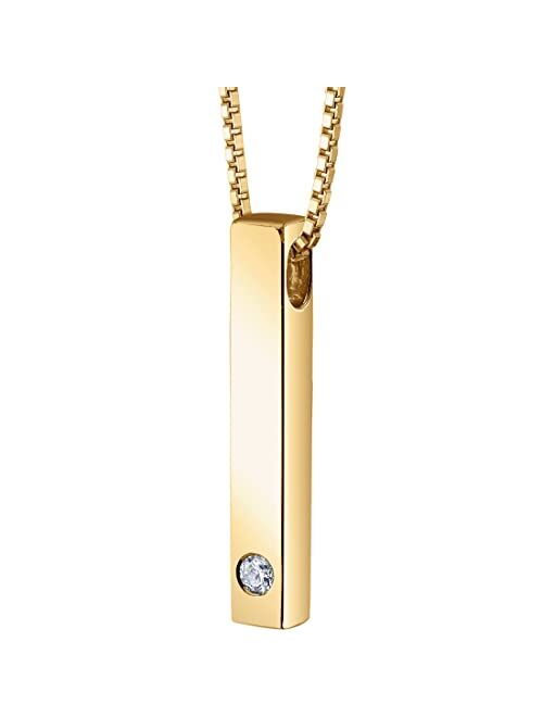 Peora Lab Grown Diamond Vertical Bar Pendant Necklace for Women 925 Sterling Silver 0.05 Carat, D-E Color, VS Clarity, with 18 inch Chain