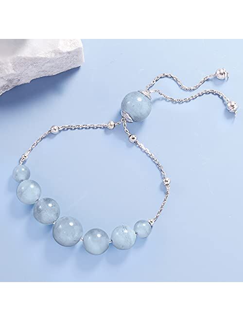 Ross-Simons 28.45 ct. t.w. Aquamarine Bead Graduated Bolo Bracelet in Sterling Silver