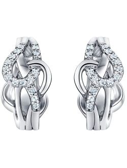 925 Sterling Silver Knotted Swirl Huggie Hoop Earrings for Women, Hypoallergenic Fine Jewelry