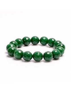 Sanyo Unisex gem green aventurine 10mm round faceted beads stretchable 7 inch bracelet for men,women-Healing, Meditation,Prosperity,Good Luck Bracelet