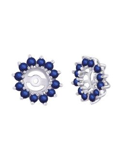 KATARINA Sapphire Floral Earring Jackets in 14K Gold (1 3/8 cttw)