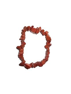 Sublime Gifts 1pc Natural Healing Crystal Red Goldstone Chip Gemstone 7" Stretch Bracelet