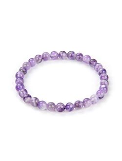 Adabele 1pc Natural Stretch Gemstone Bracelet 6mm (0.24 Inch) Bead 7" 7.5" 8 inch Healing Crystal Quartz Energy Chakras Jewelry Women Men Girl Birthday Gift