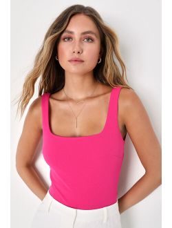 Modern Woman Hot Pink Backless Sleeveless Bodysuit