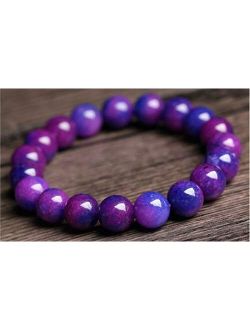 Bitshops Bracelets 8/10/12mm Natural Purple Sugilite South Africa Round Beads Bracelets 7.5'' AAA - (Size:10mm)