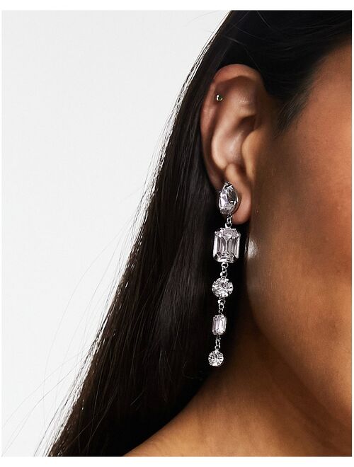 ASOS DESIGN drop earrings with teardrop design in silver tone