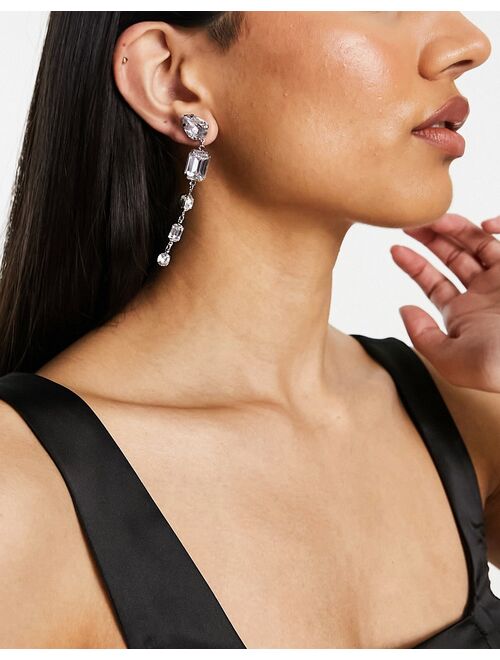 ASOS DESIGN drop earrings with teardrop design in silver tone