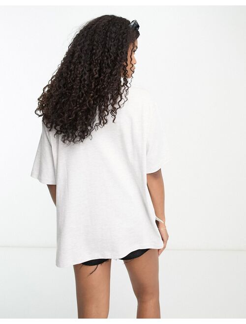 ASOS DESIGN oversized heavyweight t-shirt with with side splits with new york graphic in ice heather