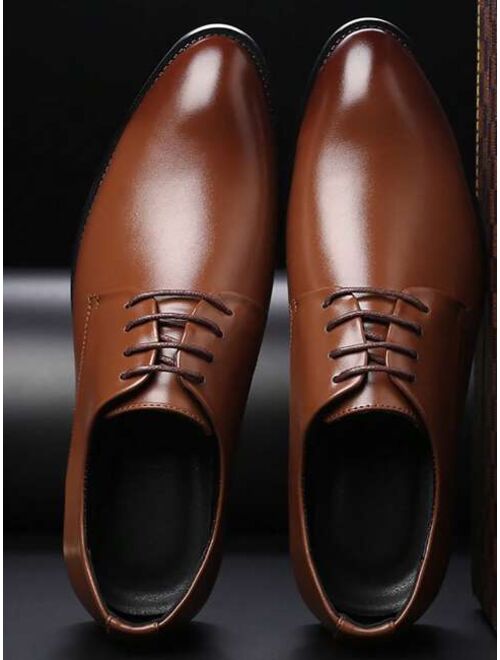Men Lace Up Derby Shoes Vintage Rust Brown Dress Shoes