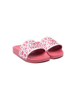 Enfant monogram-pattern open-toe slides