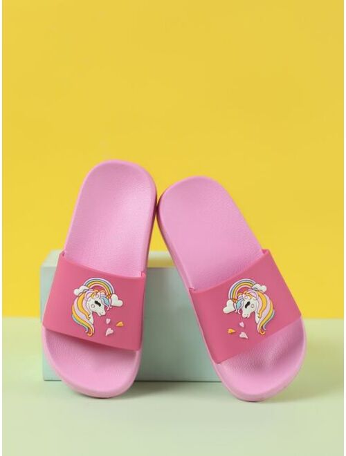 Xiemo Shoes Girls Unicorn Print Slippers