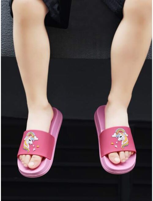 Xiemo Shoes Girls Unicorn Print Slippers