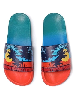 Veittes Kid's Girl Boy Pool Slide Sandals, Slip On Bling Bath Shower Beach Sliders for Younger Older Children.