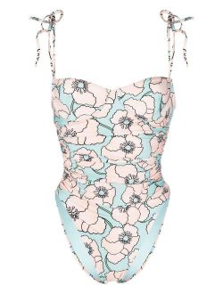 Agua By Agua Bendita floral-print sweetheart swimsuit