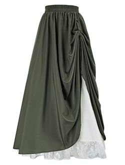 Maxi Long Skirt for Women Double-Layer Victorian Renaissance Skirts