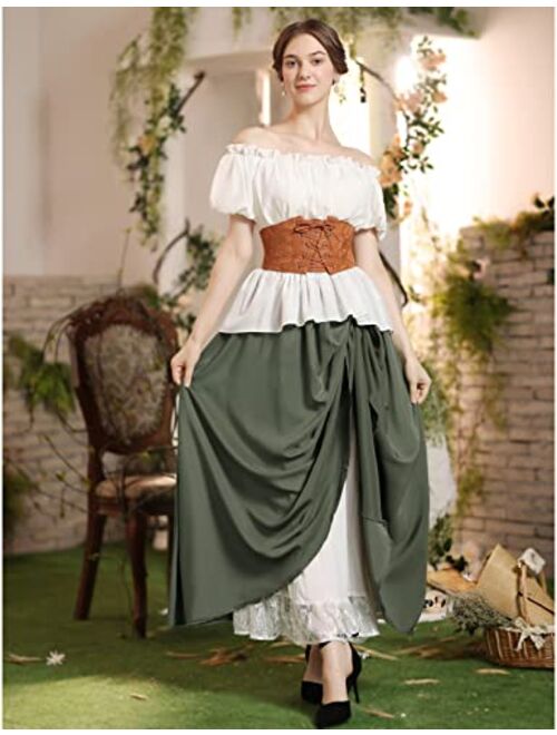 Scarlet Darkness Maxi Long Skirt for Women Double-Layer Victorian Renaissance Skirts