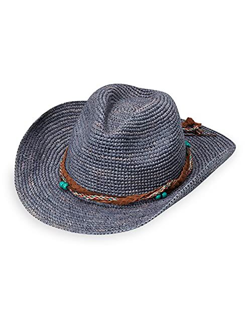 Wallaroo Hat Company Womens Catalina Cowboy Hat Raffia, Modern Cowboy, Designed in Australia