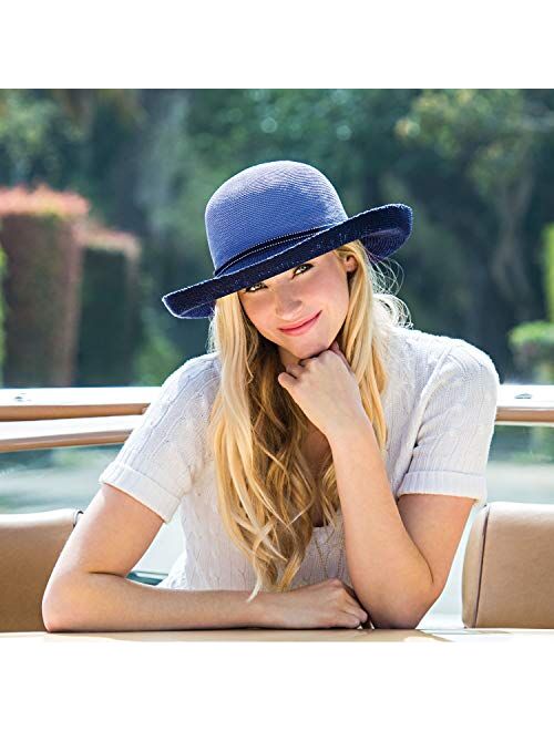 Wallaroo Hat Company Womens Victoria Two-Toned Sun Hat UPF 50+, Packable, Adjustable, Modern Style, Designed in Australia