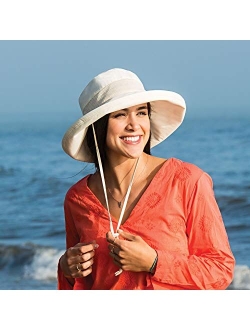 Women's Seaside Sun Hat - UPF 50  4" Brim Microfiber Adjustable Fit