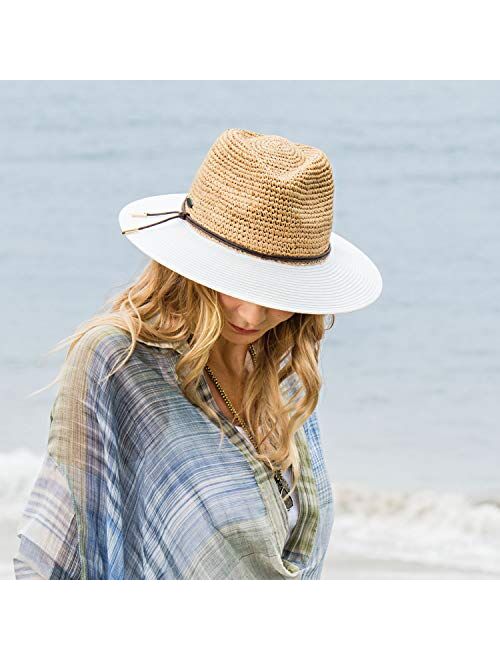 Wallaroo Hat Company Womens Laguna Fedora Two-Toned, Broad Brim, Adjustable, Elegant Style, Designed in Australia