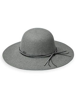 Womens Cambria Wide Brim Hat Stylish Sun Protection, UPF 50 , 100% Wool Felt, Adjustable, Packable