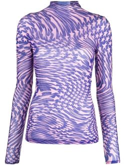 Mugler star mesh long-sleeve top