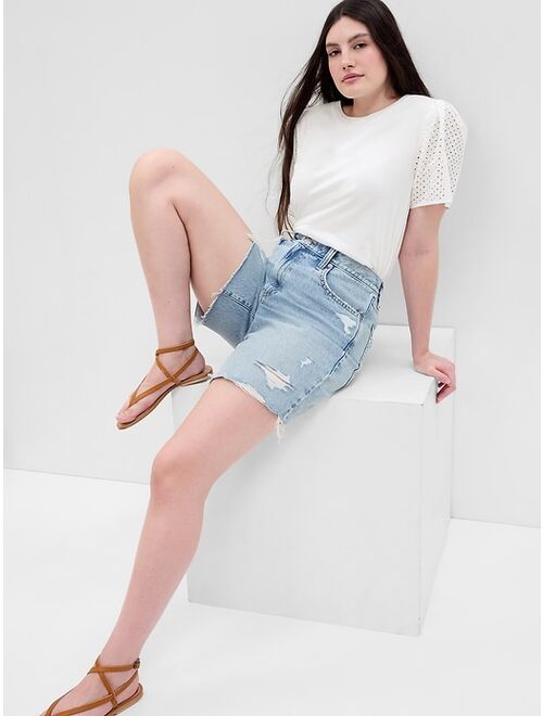 Gap 100% Organic Cotton Vintage Eyelet Puff Sleeve T-Shirt