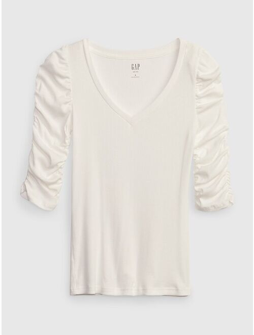 Gap Featherweight Ruched Sleeve Rib Top