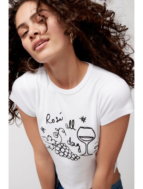 Urban Outfitters Rose All Day Doodle Baby Tee