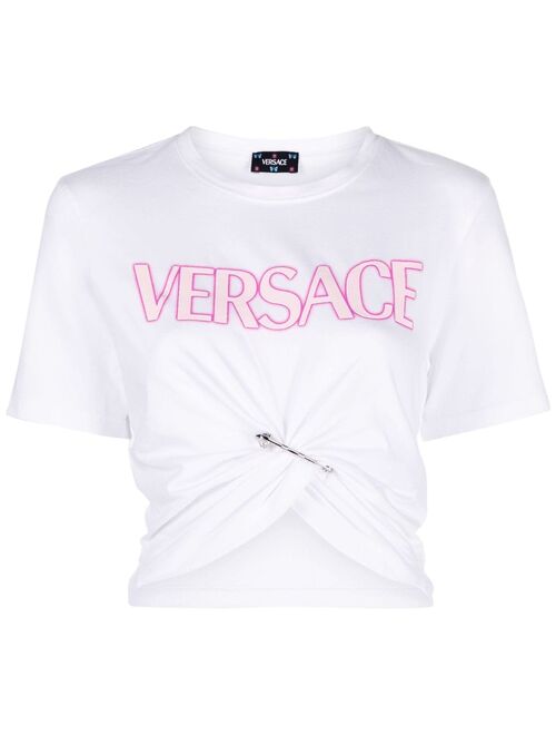 Versace safety-pin logo-print T-Shirt