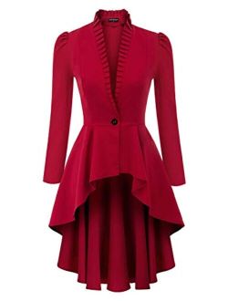 Womens Gothic Steampunk Jacket Long Victorian Waistcoat Jacket Top