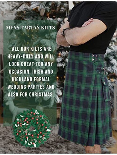 Scarlet Darkness Scottish Mens Kilt Traditional Highland Tartan Utility Kilt
