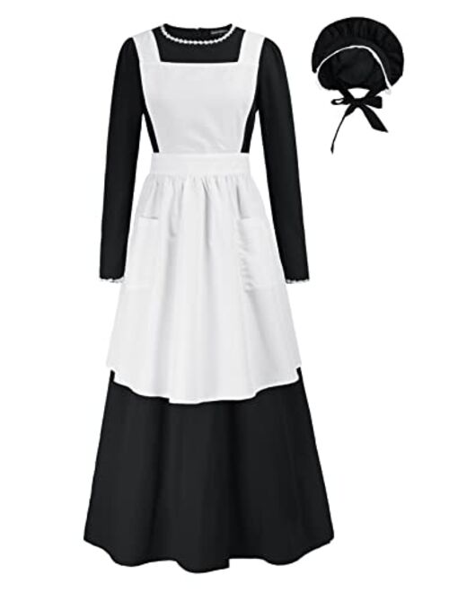 Scarlet Darkness Pioneer Women Floral Prairie Dress Deluxe Colonial Dress Laura Ingalls Costume