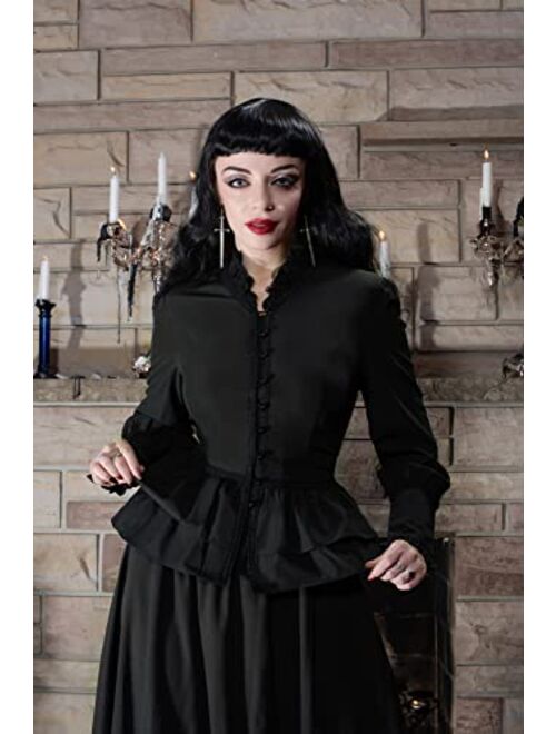 Scarlet Darkness Women Victorian Ruffled Blouse Vintage Long Sleeve Corset Top