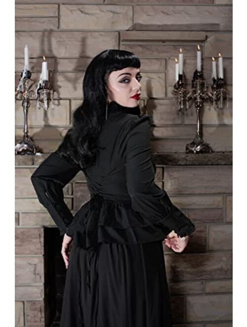 Scarlet Darkness Women Victorian Ruffled Blouse Vintage Long Sleeve Corset Top