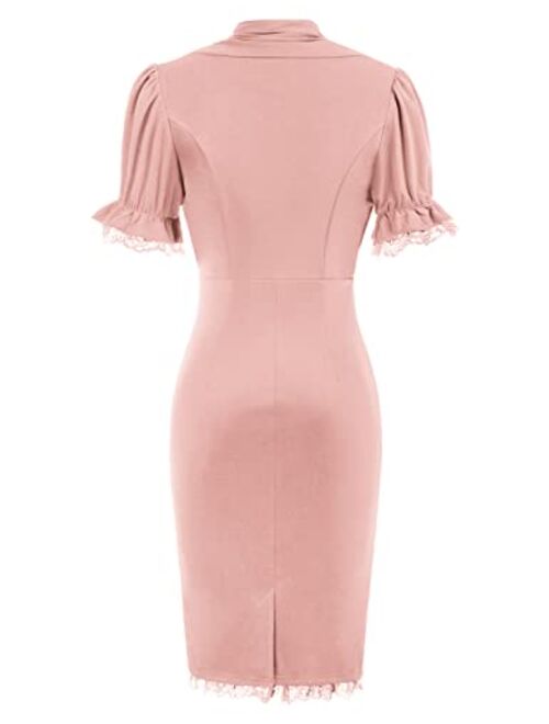 Scarlet Darkness Women Pencil Dress Midi Business Dress Cocktail Party Funeral Office Work