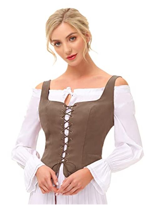 Scarlet Darkness Women Pirate Renaissance Vest Cosplay Costume Peasant Bodice
