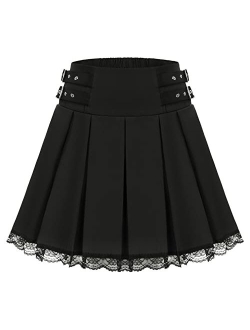 Womens Plaid Mini Skirt Casual Elastic Waisted Goth Punk Skirts