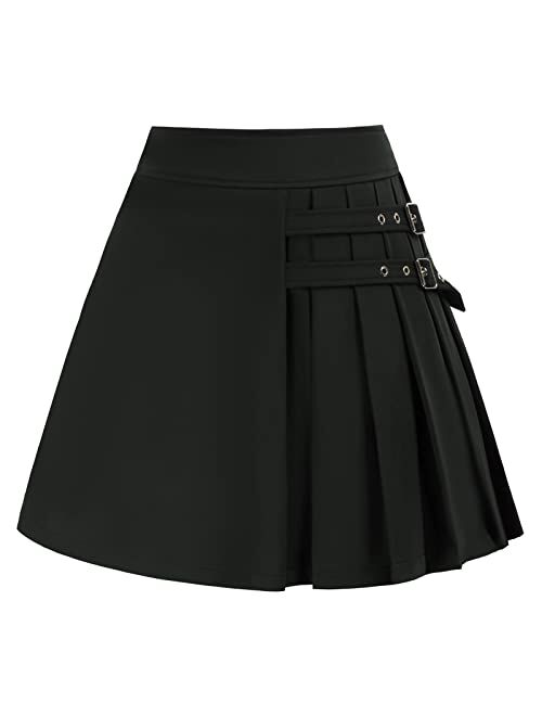 Scarlet Darkness Womens Plaid Mini Skirt Casual Elastic Waisted Goth Punk Skirts