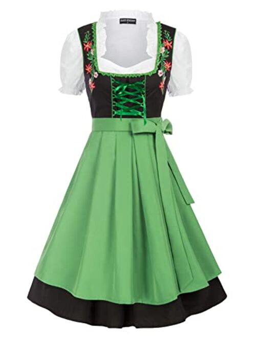 Scarlet Darkness Women German Oktoberfest Costumes 3 Pcs Bavarian Dirndl Dresses