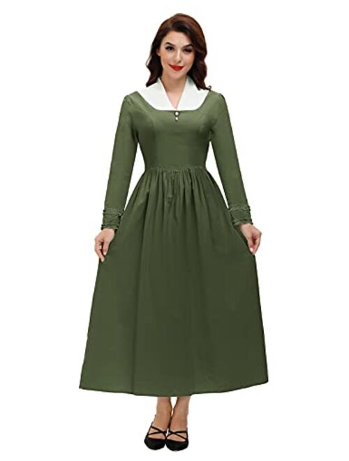 Scarlet Darkness Colonial Dress for Women Modest Prairie Pioneer Costume Outfits