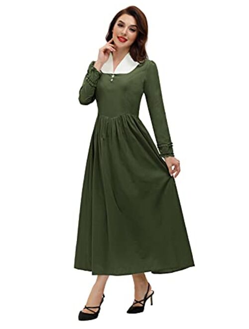 Scarlet Darkness Colonial Dress for Women Modest Prairie Pioneer Costume Outfits