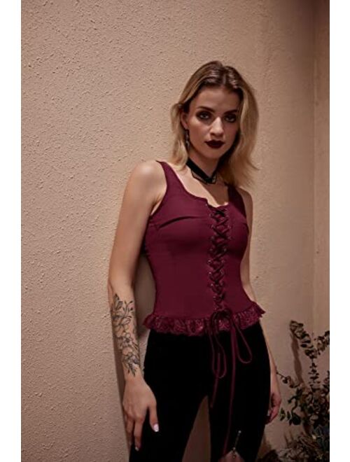 Scarlet Darkness Gothic Vest Tops for Women Y2k Camisole Goth Shirt Renaissance Corset Top