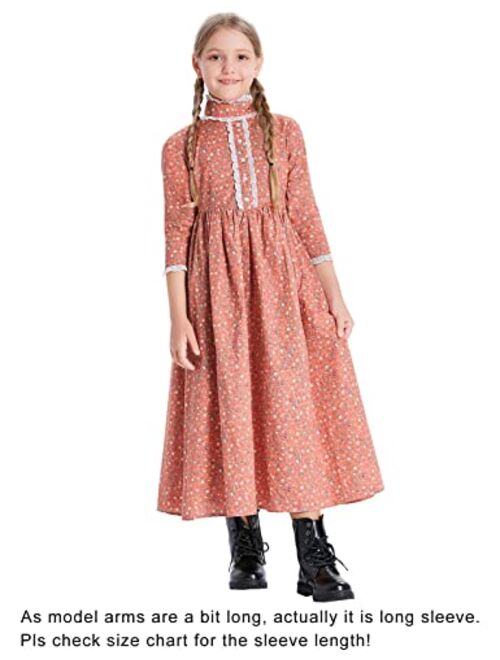 Scarlet Darkness Colonial Girls Dress Prairie Pioneer Costume