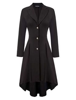 Women Gothic Asymmetrical Coat Long Sleeve Ruffle High-low Coat
